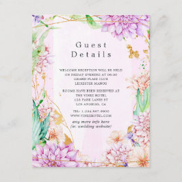 ピンクと金ゴールドのフローラジオメト結婚リのゲスト詳細 エンクロージャーカード