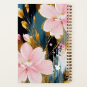 ピンクと金ゴールドのフローラパーソナライズされたジャーナル ノートブック (裏面)