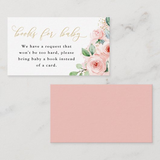 ピンクと金ゴールドのフローラブック(ベビーエンクロージャカード用) 名刺 (正面/裏面)