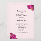 ピンクと金ゴールドのフローラブライダルシャワーの招待 招待状 (正面/裏面)