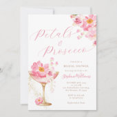 ピンクと金ゴールドのフローラブライダルシャワー 招待状 (正面)