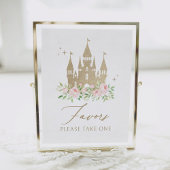 ピンクと金ゴールドのフローラプリンセス誕生日の好意サイン ポスター