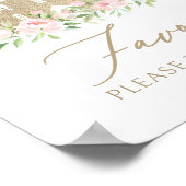 ピンクと金ゴールドのフローラプリンセス誕生日の好意サイン ポスター (角)