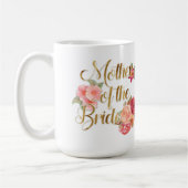 ピンクと金ゴールドのフローラマザーオブザブライド コーヒーマグカップ (左)