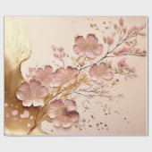 ピンクと金ゴールドのフローラミニマルエレガントリスト ラッピングペーパー (フラット)