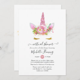 ピンクと金ゴールドのフローラユニコーンシャワーby Mail 招待状