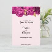 ピンクと金ゴールドのフローラ保存日 セーブザデート (スタンド正面)