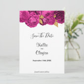 ピンクと金ゴールドのフローラ保存日 セーブザデート (スタンド正面)