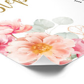 ピンクと金ゴールドのフローラ写真40th Birthday Welcome ポスター (コーナー)