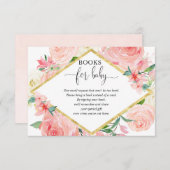 ピンクと金ゴールドのフローラ女の子の赤ちゃんシャワーのブックリクエスト エンクロージャーカード (正面/裏面)