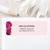 ピンクと金ゴールドのフローラ差出人住所ラベル ラベル (インサイチュ)