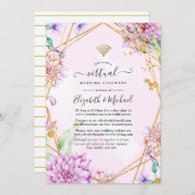 ピンクと金ゴールドのフローラ幾何学的結婚仮想