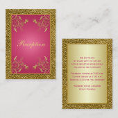 ピンクと金ゴールドのフローラ披露宴エンクロージャカード エンクロージャーカード (正面/裏面)