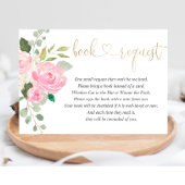 ピンクと金ゴールドのフローラ水の色の女の子のブックリクエスト エンクロージャーカード