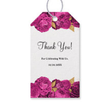 ピンクと金ゴールドのフローラ結婚のギフトラベル