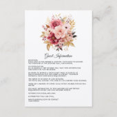 ピンクと金ゴールドのフローラ結婚ズゲスト詳細 エンクロージャーカード (正面)