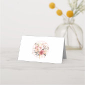 ピンクと金ゴールドのフローラ結婚バタフライのテーブル プレイスカード (裏面)