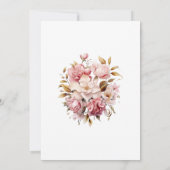 ピンクと金ゴールドのフローラ結婚式招待状 招待状 (裏面)