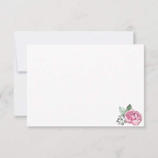 ピンクと金ゴールドのフローラ緑の赤ちゃんシャワー感謝していよよ サンキューカード (裏面)