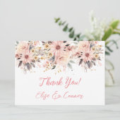ピンクと金ゴールドのフローラ蝶サンキューカード 招待状 (スタンド正面)