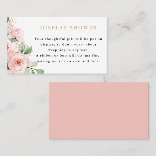 ピンクと金ゴールドのフローラ表示シャワー囲いカード 名刺 (正面/裏面)