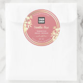 ピンクと金ゴールドのフローラ製品の包装ラベルロゴ ラウンドシール (バッグ)