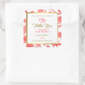 ピンクと金ゴールドのフローラ製品の包装ラベル スクエアシール (バッグ)