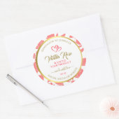 ピンクと金ゴールドのフローラ製品の包装ラベル ラウンドシール (封筒)