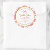 ピンクと金ゴールドのフローラ製品の包装ラベル ラウンドシール (バッグ)