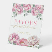 ピンクと金ゴールドのフローラ赤ちゃんシャワー"お願い一つ" 台座サイン (正面)