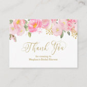 ピンクと金ゴールドのフローラ金ゴールド書道ありがとう エンクロージャーカード (正面)