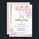 ピンクと金ゴールドのフローラ18th誕生日パーティー 招待状<br><div class="desc">ピンクエレガントの蘭と金ゴールド非対称を使用した18歳の誕生日パスタイリッシューティ縁ど招待。</div>