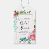 ピンクと金ゴールドのフローラDIYブライダルシャワーのお気に入り ギフトタグ (正面)