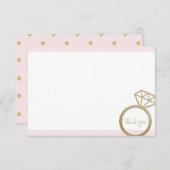 ピンクと金ゴールドのブライダルシャワーありがとう サンキューカード (正面/裏面)