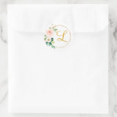 ピンクと金ゴールドのブライダルシャワー背景フォトブース ラウンドシール (バッグ)