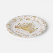 ピンクと金ゴールドのプリンセスパーティー紙プレート ペーパープレート (アングル)