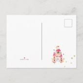 ピンクと金ゴールドのプリンセス女の子2nd誕生日パーティー インビテーションポストカード (裏面)