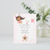 ピンクと金ゴールドのプリンセス女の子2nd誕生日パーティー インビテーションポストカード (スタンド正面)