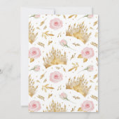 ピンクと金ゴールドのプリンセス第1の誕生日招待状 招待状 (裏面)