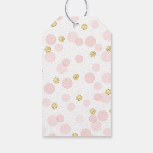 ピンクと金ゴールドのプリンセス紙吹雪ありがとう ギフトタグ (裏面)