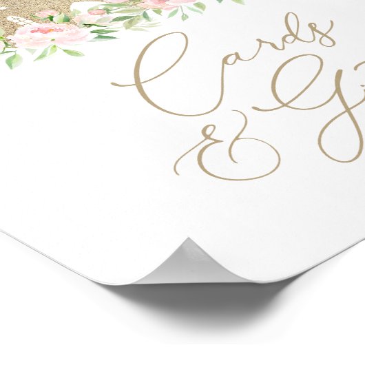 ピンクと金ゴールドのプリンセス誕生日カードとギフト ポスター (角)