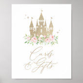 ピンクと金ゴールドのプリンセス誕生日カードとギフト ポスター (正面)