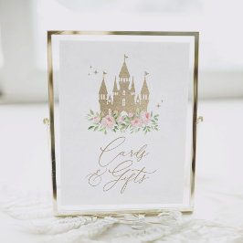 ピンクと金ゴールドのプリンセス誕生日カードとギフト ポスター