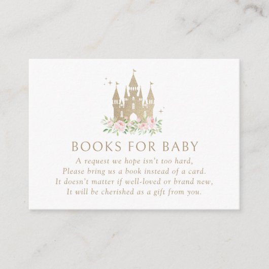 ピンクと金ゴールドのプリンセス赤ちゃんシャワーベビー本 エンクロージャーカード (正面)