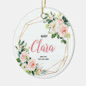 ピンクと金ゴールドのベビーが妊娠の発表を明らかにする セラミックオーナメント (左)