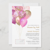 ピンクと金ゴールドのベビーまたはブライダルシャワー（郵便） 招待状 (正面)