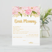 ピンクと金ゴールドのベビーアドバイスカードの願い 招待状 (スタンド正面)