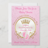 ピンクと金ゴールドのベビーシャワー招待状、パーソナライズ 招待状 (正面)