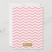 ピンクと金ゴールドのベビーシャワー招待状、ベビーガール 招待状 (裏面)