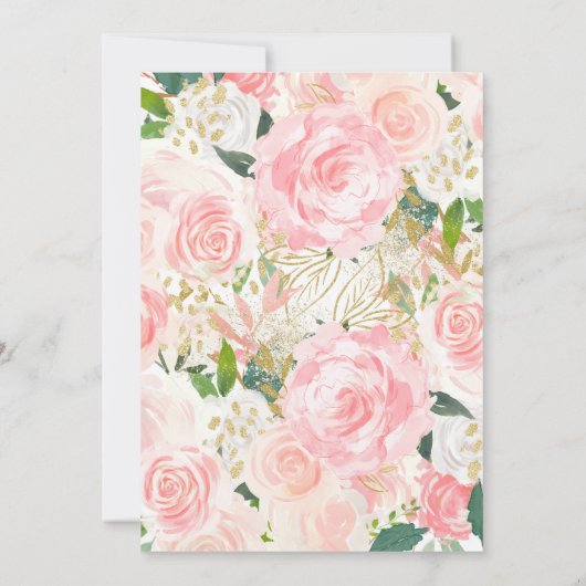 ピンクと金ゴールドのベビーシャワー招待状 招待状 (裏面)